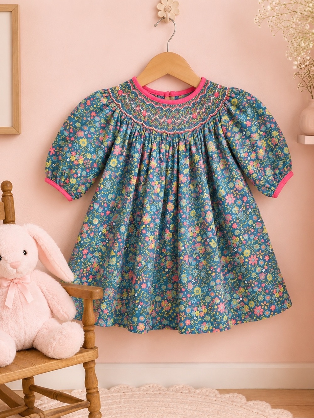 Petit Ami Smocked Floral Dress 6M Boutique Baby Girl Cottagecore